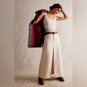 Free People We The Free Come As You Are Cream Denim Maxi Skirt NWT